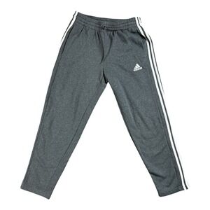 Adidas Men's Gray Jogger Sweatpants with White Stripes Size Medium